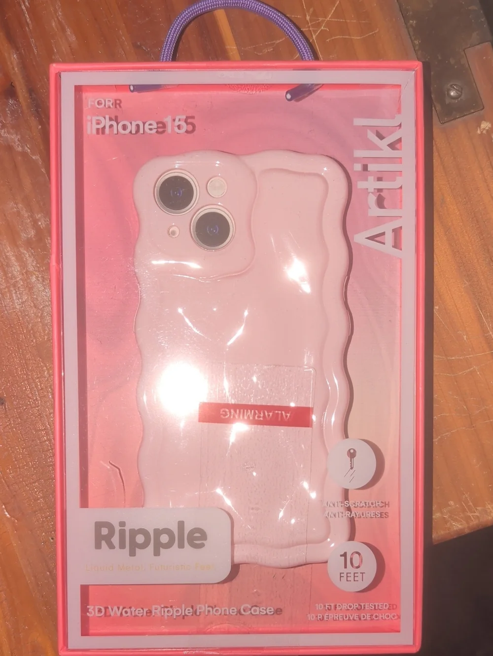 Ripple Pink Phone Case for iPhone 15s - Protective Ripple Design